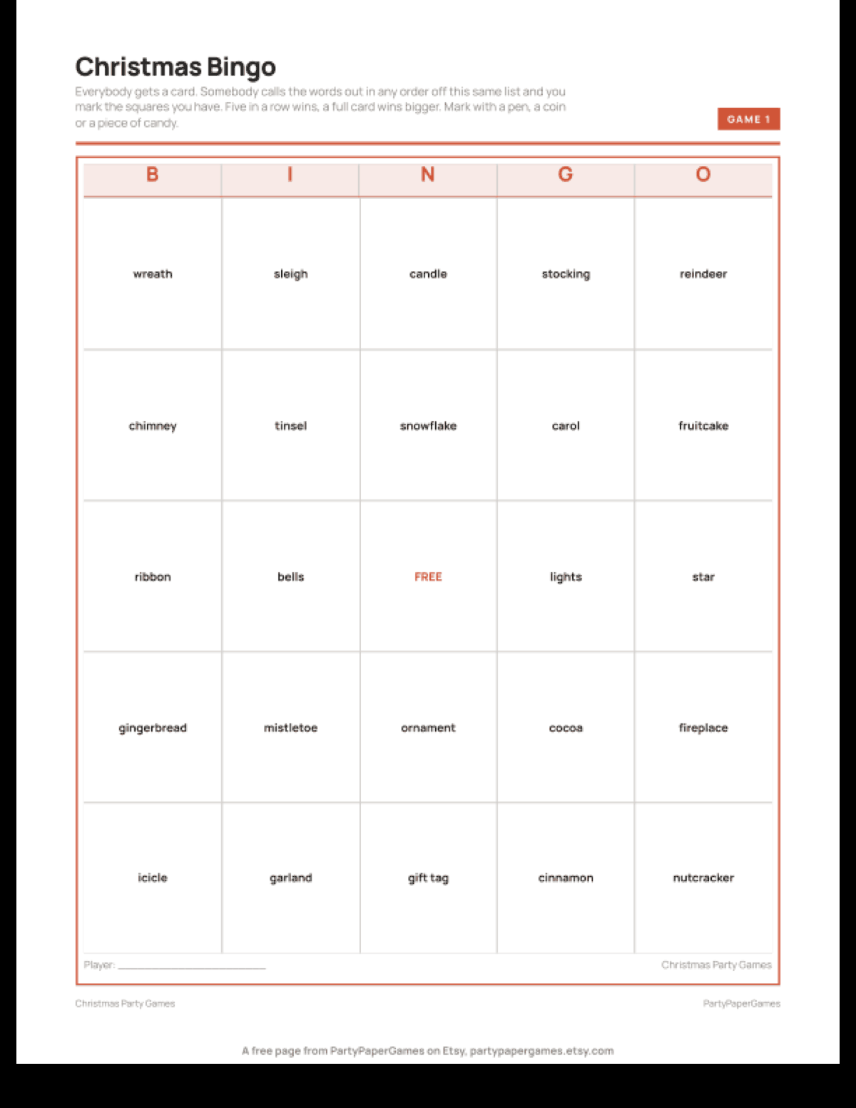Free Printable Christmas Party Bingo Card