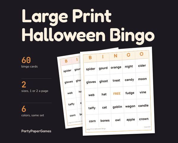 Large Print Halloween Bingo, the listing cover