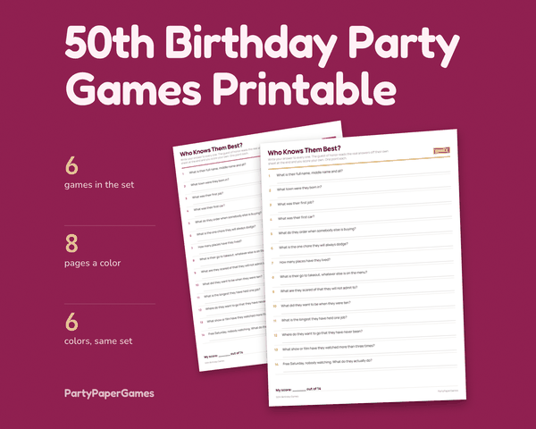 50th Birthday Party Games, the listing cover